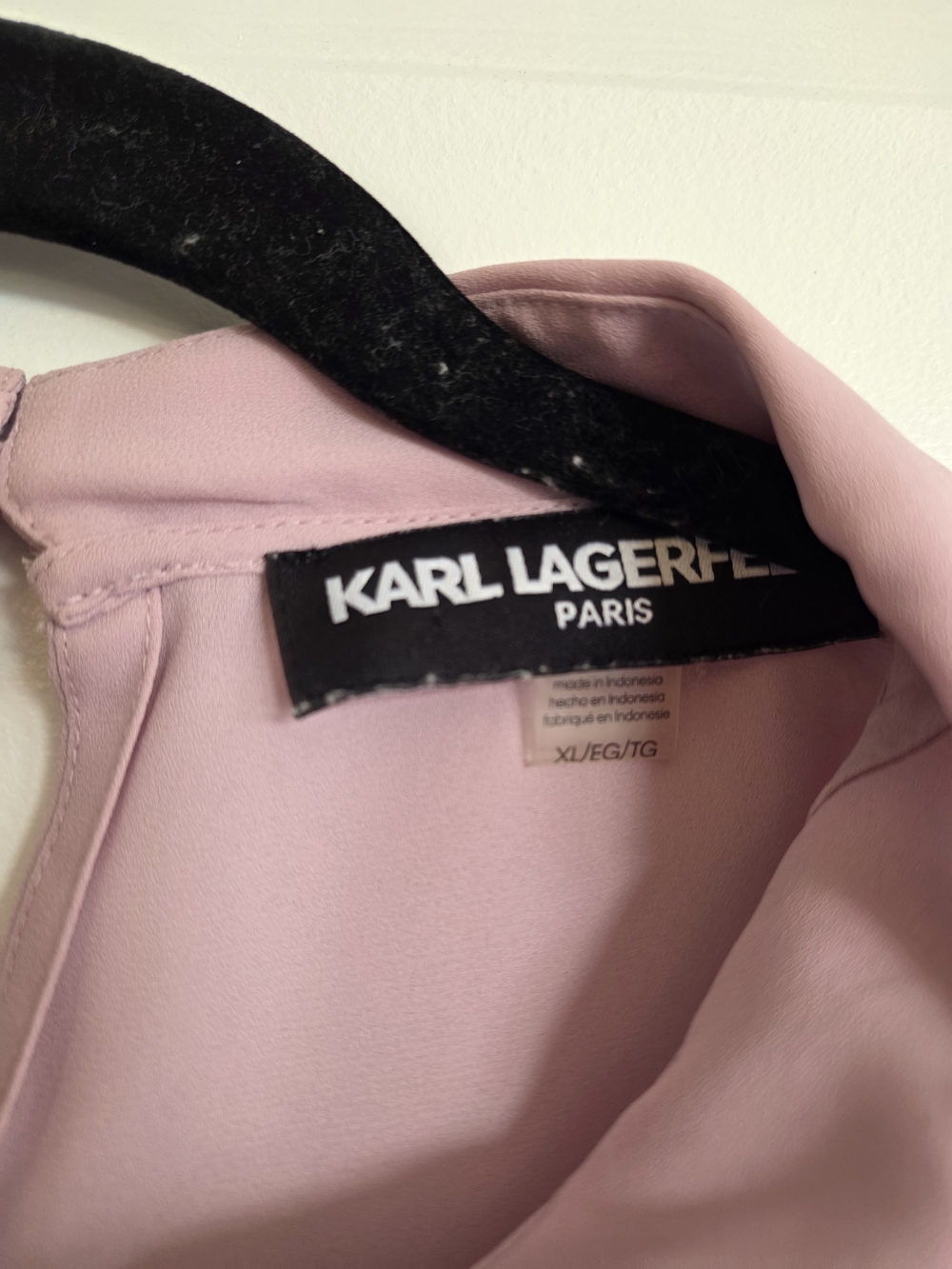 Karl Lagerfeld Dusty Pink Lace-Trim Pleated Collar Blouse - Picture 3 of 5